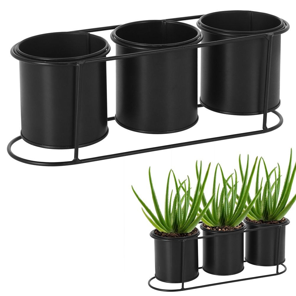 drei 3 sklep Metall Übertöpfe schwarz Pflanzen Blumenständer aus cm - Pflanzenhalter Loft-Stil 11,5x33,5 im internetowy für Pflanzenständer Gestell