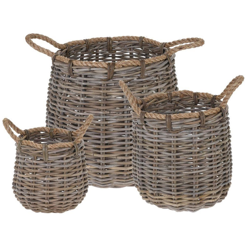 ORION WICKER basket cover pot for flowers plants 3 pieces