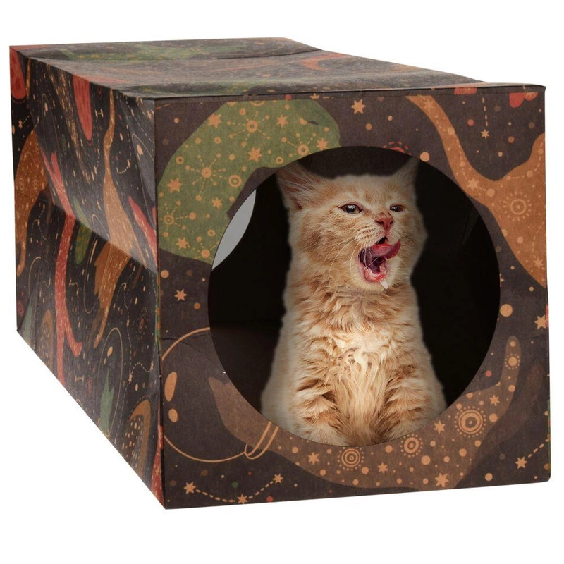 Katzenspielzeug Katzentunnel Spielzeugtunnel aus Papier faltbar 60x22x22 cm