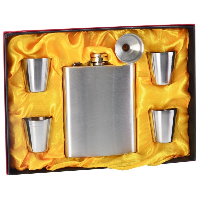 ORION Hip flask with accesories 210 ml 6 elements