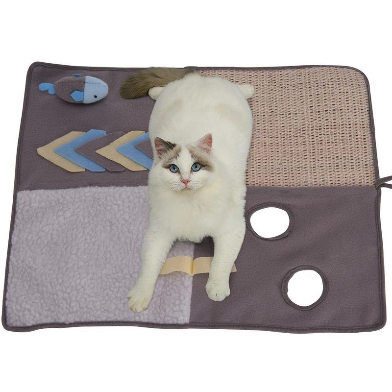 Katzenmatte | Spielmatte | Liegematte für Katzen mit Kratzfläche Spielzeug 50x40 cm