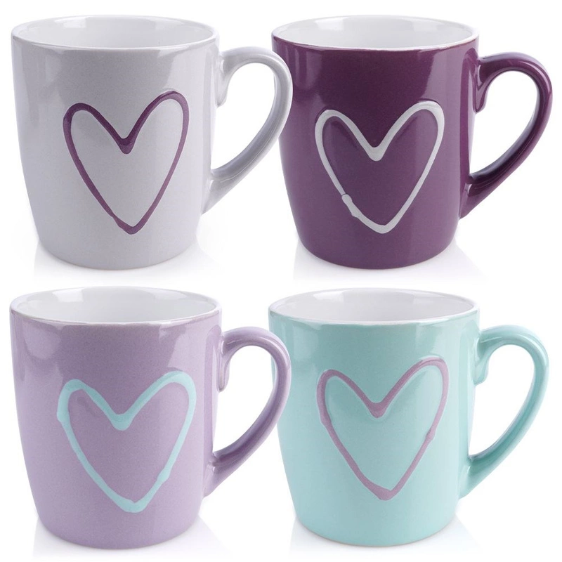 ORION Ceramic mug with handle HEART 0,35L / 4 pcs