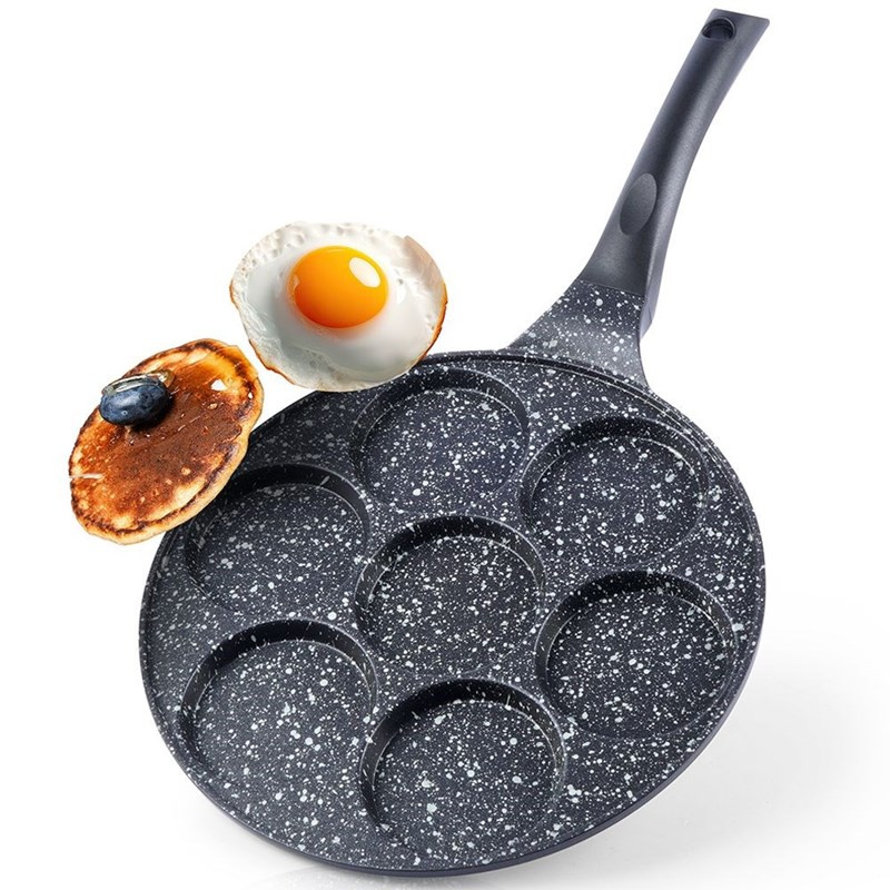 Patelnia granitowa na jajka do smażenia jajek placków pancakes naleśników 7 otworów 27 cm GRANDE
